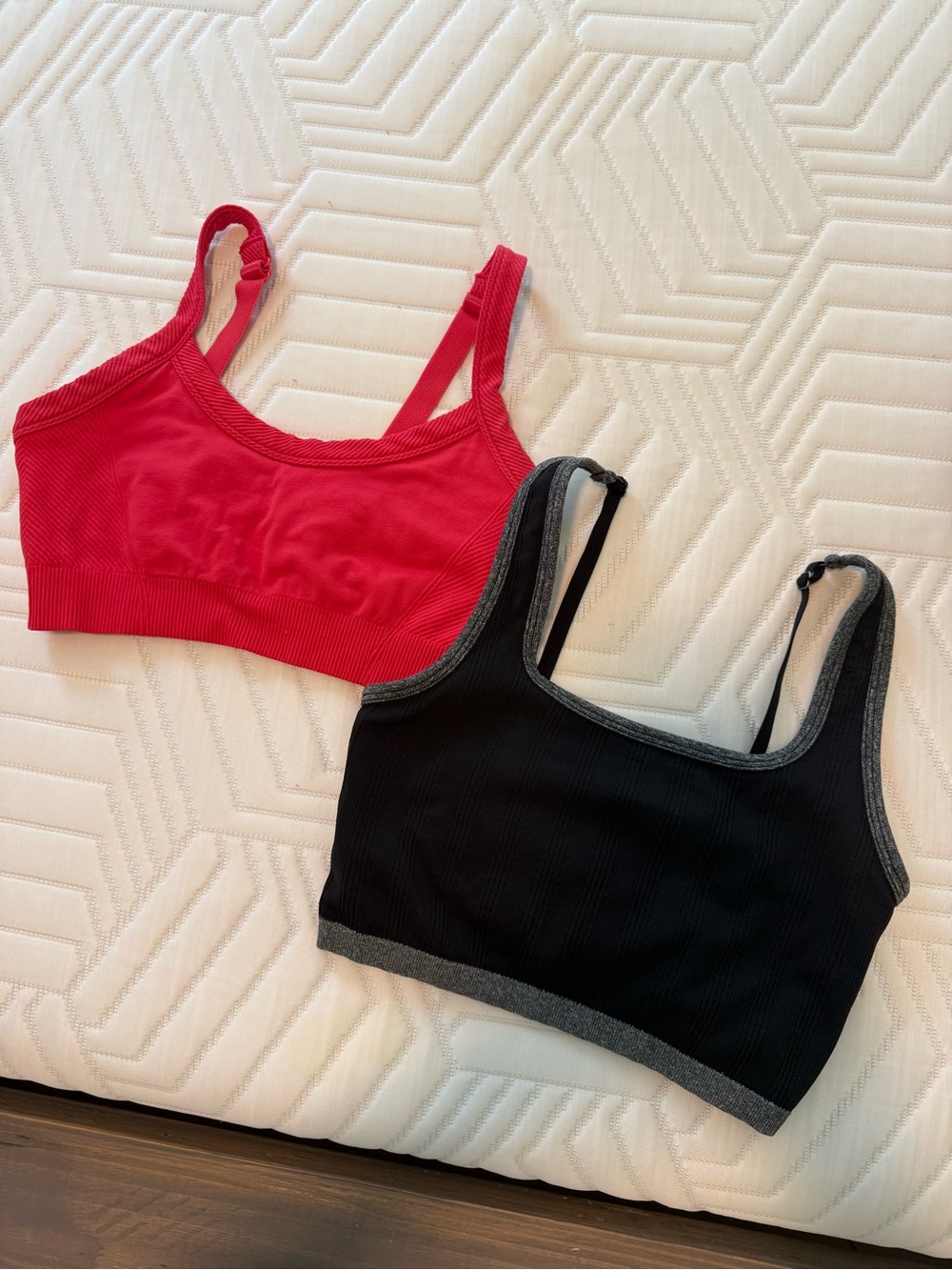 aerie Ribbed Sports Bralettes in Red and Black